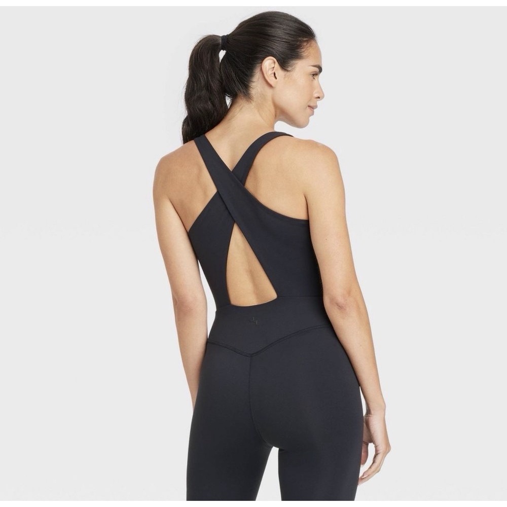 Women's Cross Back Active Bodysuit - JoyLab Black Medium M NWT